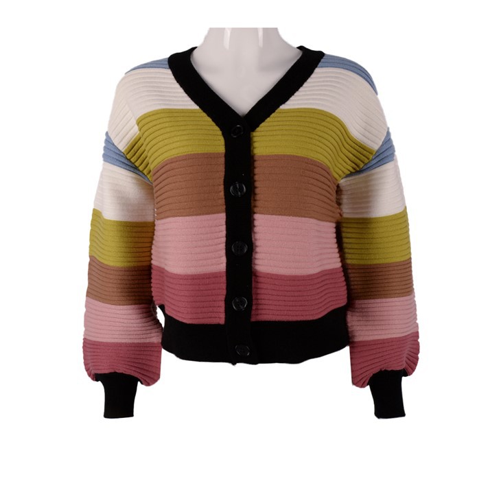 Casual Colorful Women Sweater With Button